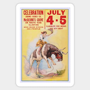 July 4th Rodeo, 1930. Vintage Poster Sticker